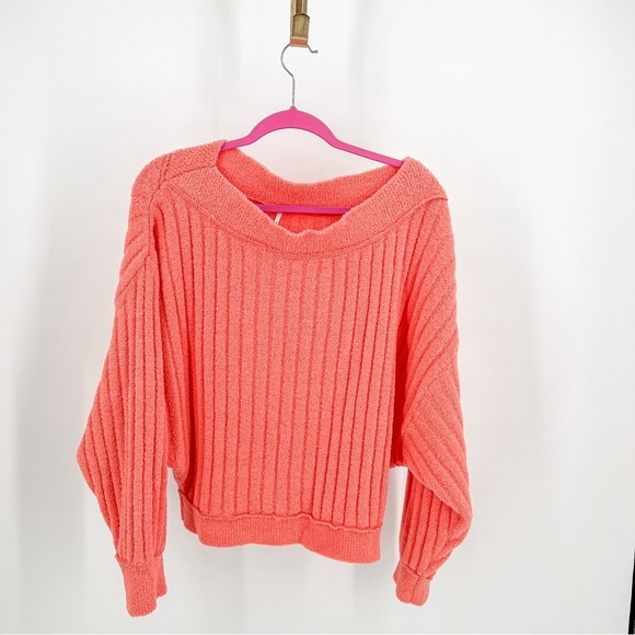 Free People Women's Cabin Fever Ribbed Sweater Coral - Picture 1 of 4